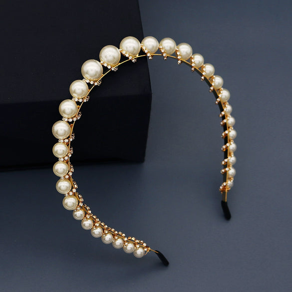 Women's Vintage Handmade Pearl And Diamond Hair Accessories For Bridal Use