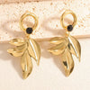 Women's Vintage Leaf Stud Earrings Electroplated Alloy Statement Jewelry With Stainless Steel Posts And Exaggerated Botanical Design