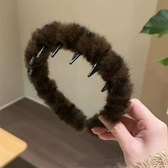 Women's Vintage Leopard Plush Handmade Hair Band