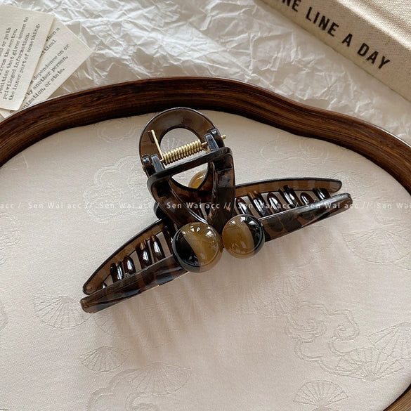 Women's Vintage Light Luxury Acrylic Round Bead Hair Clip Geometric Style Polished