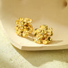 Women's Vintage Light Luxury Pearl Diamond Flower Stainless Steel Electroplated Earrings