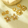 Women's Vintage Light Luxury Pearl Diamond Flower Stainless Steel Electroplated Earrings