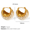 Women's Vintage Little Rice Pearl 316L Stainless Steel Ushape Geometric Electroplating Earrings