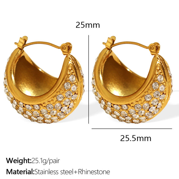 Women's Vintage Little Rice Pearl 316L Stainless Steel Ushape Geometric Electroplating Earrings