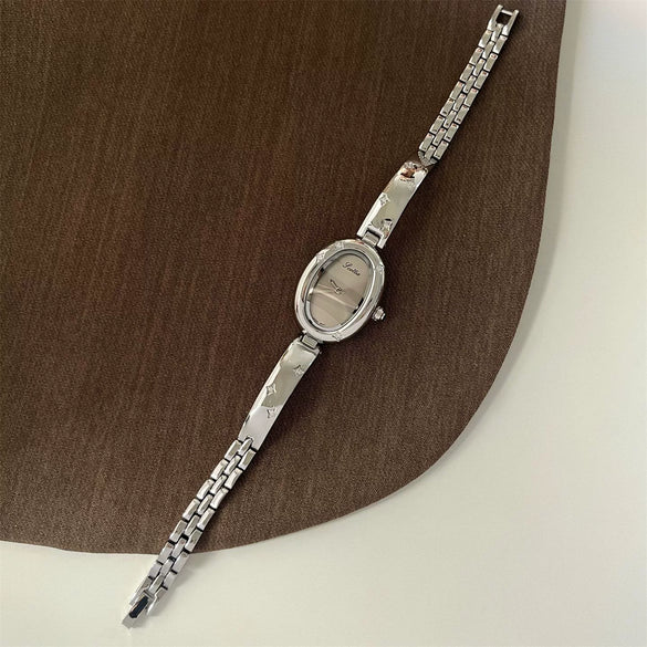 Women's Vintage Medieval Style Ovalshaped Metal Strap Stainless Steel Buckle Watch