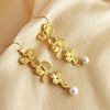 Women's Vintage Natural Geometric Stainless Steel 18K Gold Plated Leaf Earrings