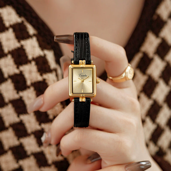Women's Vintage Niche Light Luxury Square Watch Alloy Case Stainless Steel Clasp Mineral Strengthened Glass Mirror