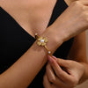 Women's Vintage Pearl Bow Flower Stainless Steel Gold Plated Bracelet