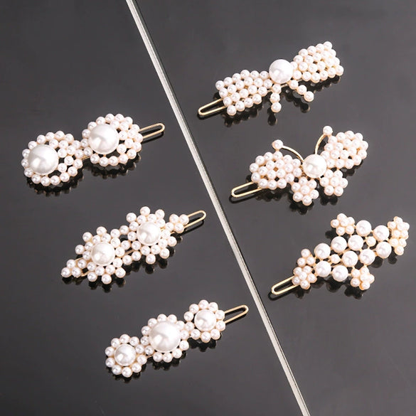 Women's Vintage Pearl Bow Frog Clip Hair Accessory Electroplated Alloy Hairpin For Bangs