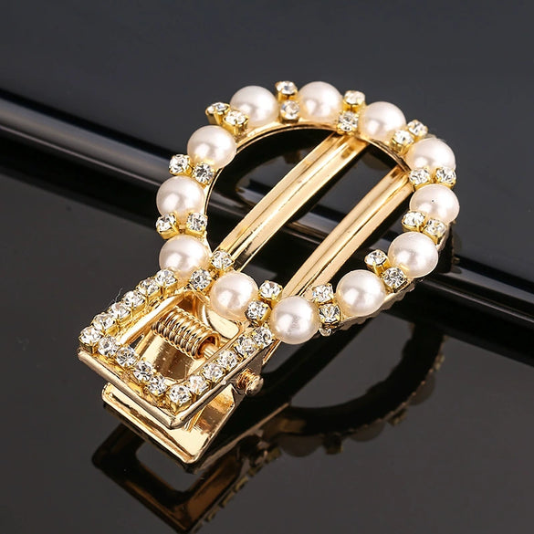 Women's Vintage Pearl Duckbill Hair Clip With Rhinestone Detail Elegant Simple Side Clasp Hair Accessory