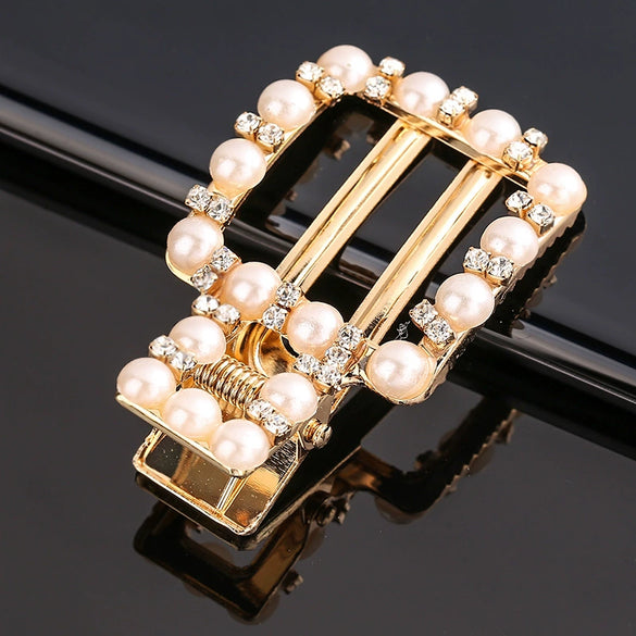 Women's Vintage Pearl Duckbill Hair Clip With Rhinestone Detail Elegant Simple Side Clasp Hair Accessory