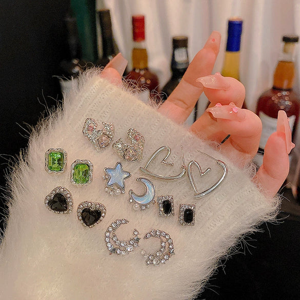 Women's Vintage Pearl Earrings With 925 Silver Needles Alloy Material Geometric Heart Bow Star Shape Electroplating