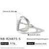 Women's Vintage Round Hollow Geometric Stainless Steel Open Ring With 18K Gold Vacuum Plating And Adjustable Design