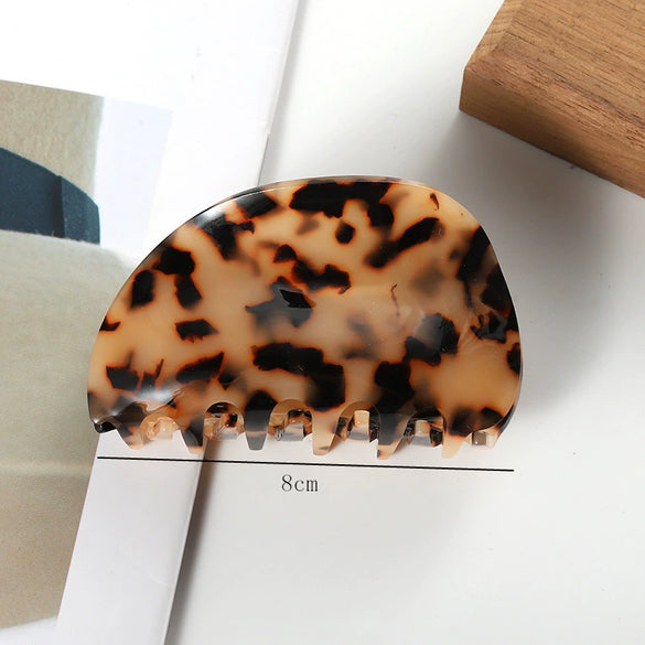 Women's Vintage Semi Round Acrylic Acetate Hair Grab Clip Handmade Ponytail Hair Accessory