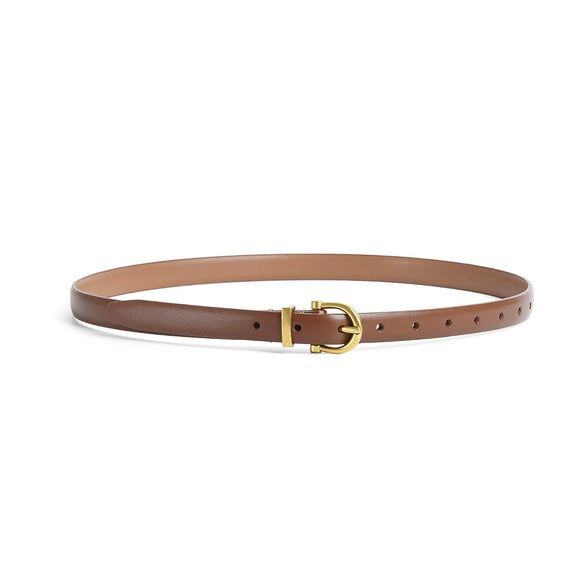 Women's Vintage Simple All Match Leather Belt With Alloy Pin Buckle And Geometric Style