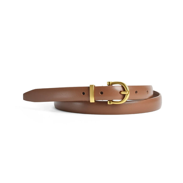 Women's Vintage Simple All Match Leather Belt With Alloy Pin Buckle And Geometric Style