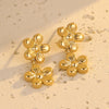 Women's Vintage Simple And Versatile Stainless Steel Flower Tassel Earrings With Electroplating