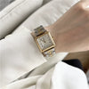 Women's Vintage Simple Square Alloy Case Quartz Watch With Steel Band