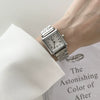 Women's Vintage Simple Square Alloy Case Quartz Watch With Steel Band