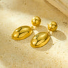 Women's Vintage Stainless Steel And 18K Electroplated Oval Water Drop Shape Earrings