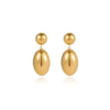 Women's Vintage Stainless Steel And 18K Electroplated Oval Water Drop Shape Earrings