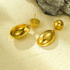 Women's Vintage Stainless Steel And 18K Electroplated Oval Water Drop Shape Earrings