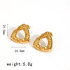 Women's Vintage Stainless Steel Geometric Triangle Hammered Earrings Electroplated With 18K Gold Minimalist Style