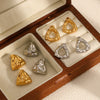 Women's Vintage Stainless Steel Geometric Triangle Hammered Earrings Electroplated With 18K Gold Minimalist Style