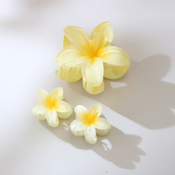 Women's Vintage Style Plumeria Flower Hair Clip Ps Material Baking Paint Process
