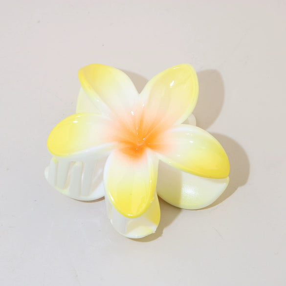 Women's Vintage Style Plumeria Flower Hair Clip Ps Material Baking Paint Process