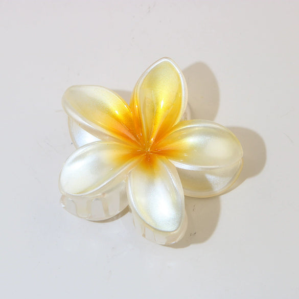 Women's Vintage Style Plumeria Flower Hair Clip Ps Material Baking Paint Process