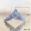 Women's Vshaped Microinlaid Zircon Ring Copper Geometric Style