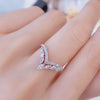 Women's Vshaped Microinlaid Zircon Ring Copper Geometric Style