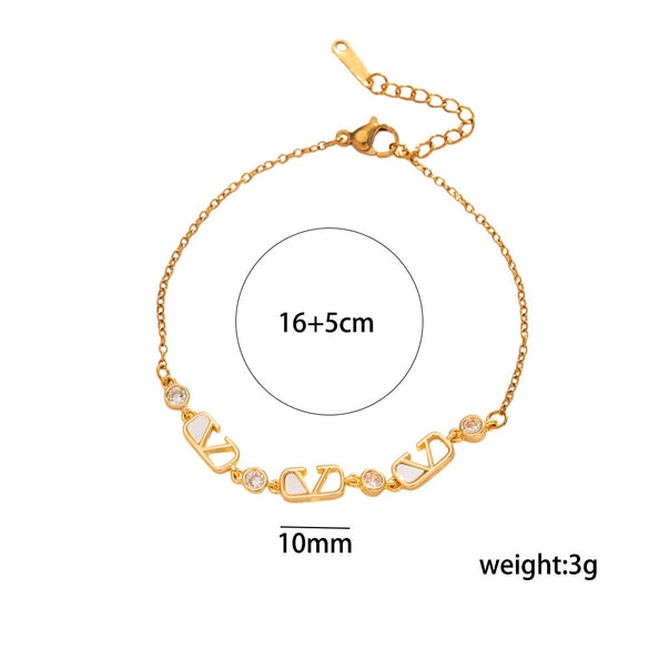 Women's Vshaped Pearl Clavicle Necklace With Titanium Steel Chain And Real Gold Plated Brass Hardware