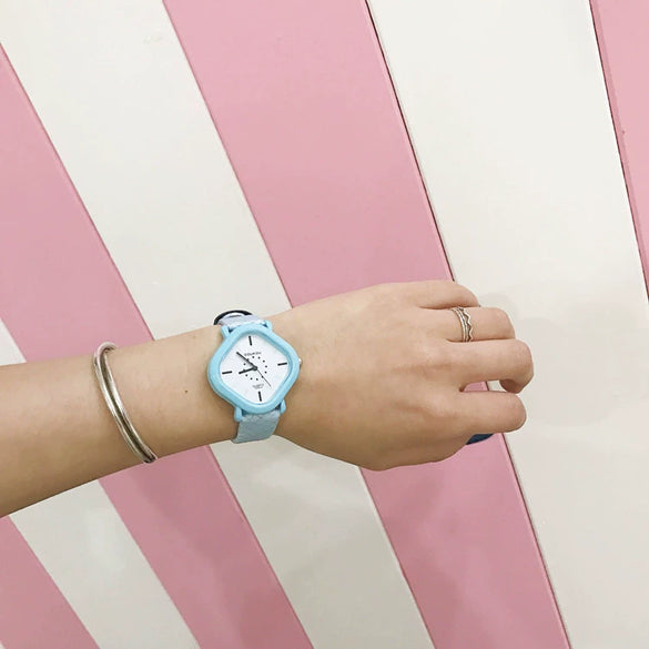 Women's Watch Alloy Case Genuine Leather Strap Rhombus Dial Fashion Simple Casual