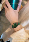 Women's Watch Alloy Case Genuine Leather Strap Round Dial Luxury Leisure Style Diamond Starry Sky Face