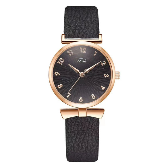 Women's Watch Alloy Case Imitation Leather Strap Round Dial Leisure Style Sunflower Design Quartz