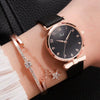 Women's Watch Alloy Case Imitation Leather Strap Round Dial Leisure Style Sunflower Design Quartz