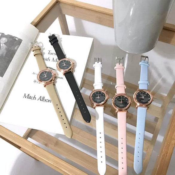 Women's Watch Alloy Case Imitation Leather Strap Round Dial Leisure Style