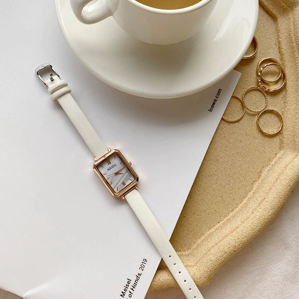 Women's Watch Alloy Case Ordinary Glass Mirror Square Dial Retro Light Luxury Leisure Style