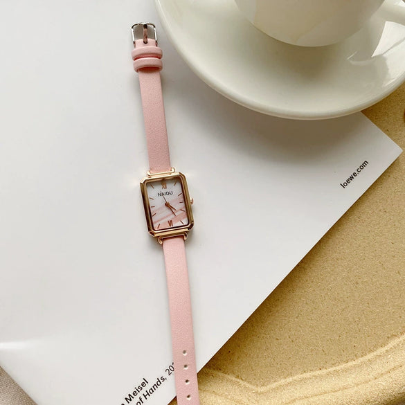 Women's Watch Alloy Case Ordinary Glass Mirror Square Dial Retro Light Luxury Leisure Style