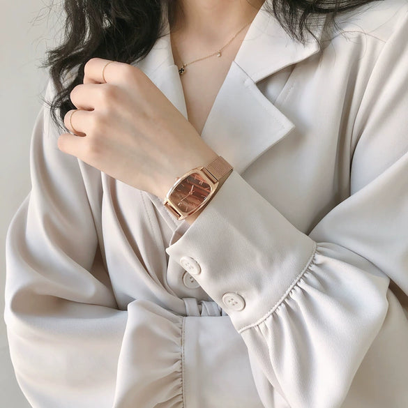 Women's Watch Alloy Stainless Steel Barrel Dial Retro Simple Elegant Leisure Style
