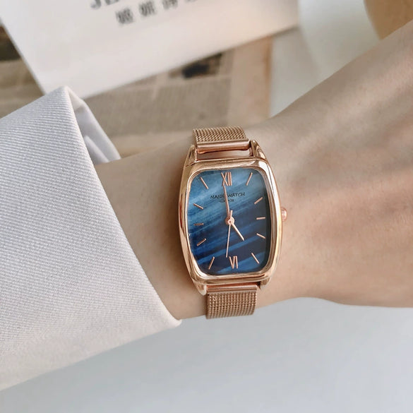 Women's Watch Alloy Stainless Steel Barrel Dial Retro Simple Elegant Leisure Style