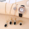 Women's Watch And Jewelry Set Alloy Gold Imitation Leather Round Dial Luxury Style