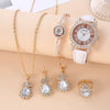 Women's Watch And Jewelry Set Alloy Gold Imitation Leather Round Dial Luxury Style