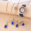 Women's Watch And Jewelry Set Alloy Gold Imitation Leather Round Dial Luxury Style