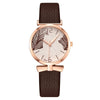 Women's Watch Bow Leaf Print Imitation Leather Belt Metal Case Stainless Steel Clasp Round Dial