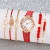 Women's Watch Fashion Allmatch Round Alloy And Pu Watch With Spiral Crown And Concealed Buckle