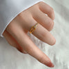 Women's Water Drop Cut Out Geometric Titanium Steel Ring With 18K Gold Electroplating Non Fading Niche Design