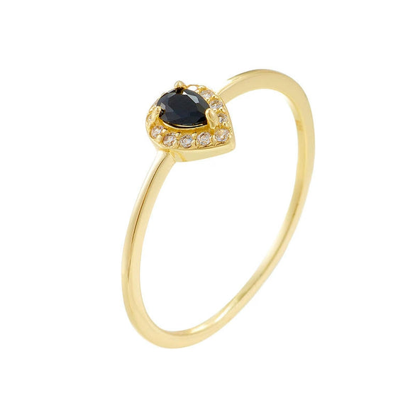 Women's Water Drop Geometric Design 925 Silver Diamond Ring Hand Jewelry